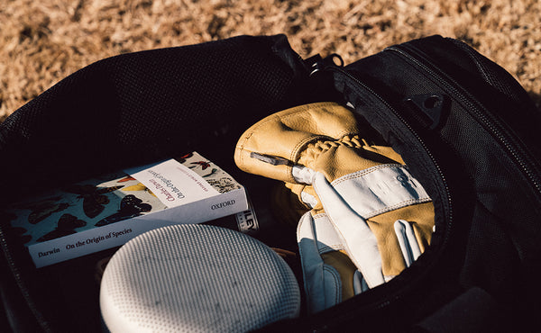 A close shot the main compartment of a Road Buddy Duffel 60 filled.